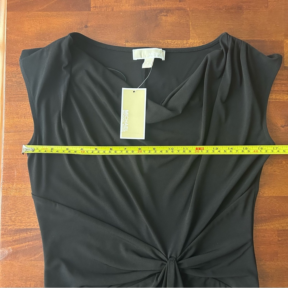 Michael Kors NEW Black short sleeve cowl neck knot tie waist cocktail dress‎ NWT - Picture 8 of 11